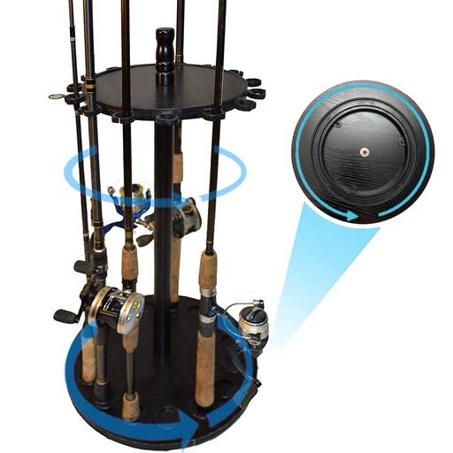 TIMILAND ロッドホルダー 丸型デザイン360度回転釣竿 スタンド 釣15本の釣り竿を収納可能竿収納ラック 高度な釣竿展示台 日本語説明書付きで組み立ても簡単 (ラグジュアリーブラック釣竿竿…