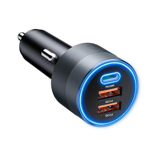 【2025進化モデル】SONRU【66W3ポート】カーチャージャーシガーソケットusb車用急速充電器PD30W&デュアルQC3.0超小型リングライト付きiPhone16/15/14/13X/XRGalaxyS22S2120