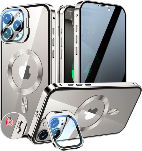 樂天商城 - KELLCASE【カメラレンズ保護・スタンド+覗き見防止+MagSafe対応】iPhone16ProMax用ケース全面保護隠しスタンド付きロック付き両面マグネット式アイフォン16プロマックスカバーストラップホール…