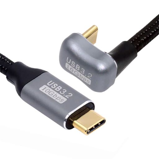 NFHK 反対 U シェイプ バック アングル USB-C USB 3.1 Type C オス - オス 延長データケーブル 10Gbps 100W スリーブ付き 50cm, NF-UC-064-OS-0.5M
