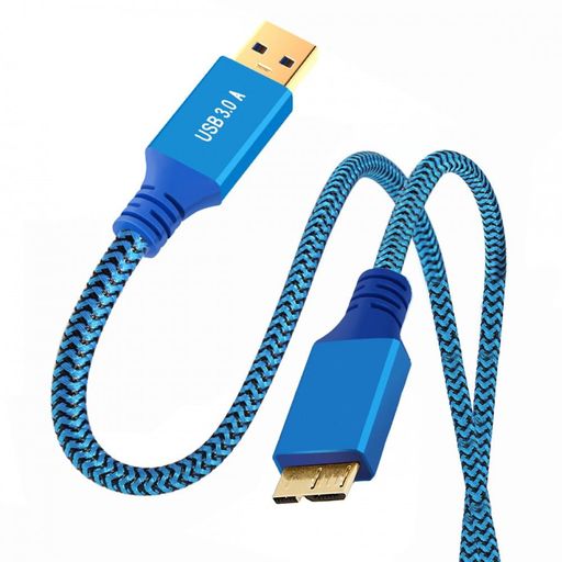 CY ケーブル USB 3.0 タイプ A オス - USB 3.0 マイクロ B オス ケーブル延長 ブルー スリーブ 5Gbps ハードドライブ SSD カメラ データ用 60cm