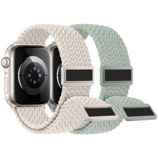 【2枚入り】Knossenコンパチブルアップルウォッチバンド49/46/45/44/42mm編み込みAppleWatchバンドナイロン磁気吸着式バックル強力なマグネットアップルウォッチスポーツベルト伸縮性iWatch