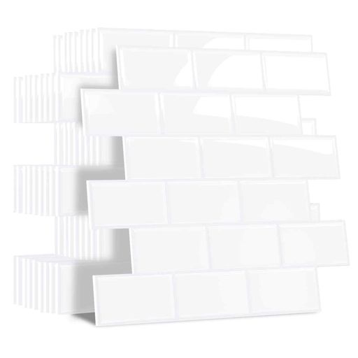 Yoillioneタイルシール防水厚め10枚耐熱キッチン洗面所剥がせるモザイクタイル壁紙シール賃貸DIY3dリメイクシート北欧トイレ雰囲気転換レンガ調明るい無地...