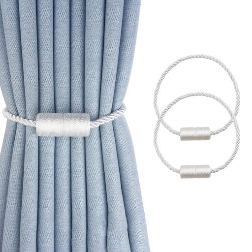 Dopommyカーテンタッセルマグネットカーテン留めカーテンふさかけおしゃれ強力磁石部屋飾り45cm2個セット(ホワイト)