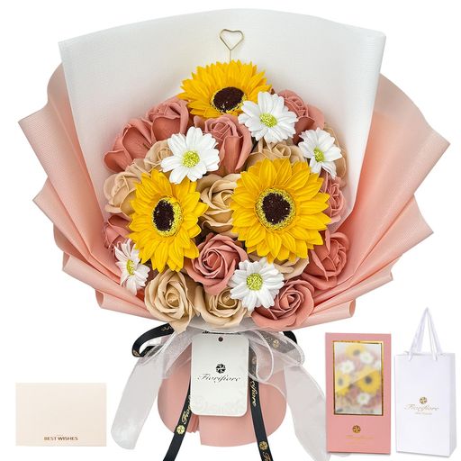 Other - Fiorifioreソープフラワーひまわり花束母の日ギフト人気プレゼント父の日誕生日造花ひな菊バラ女性卒業式退職送別インテリア(Wendor)
