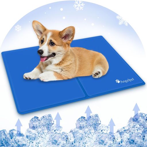 Angelpetペットひんやりマット犬猫夏用クールマット冷感ジェルマット暑さ熱中症対策洗えるペット人間兼用冷却シート多用途猫小中大型犬対応(M(65*50cm)純色ブルー)