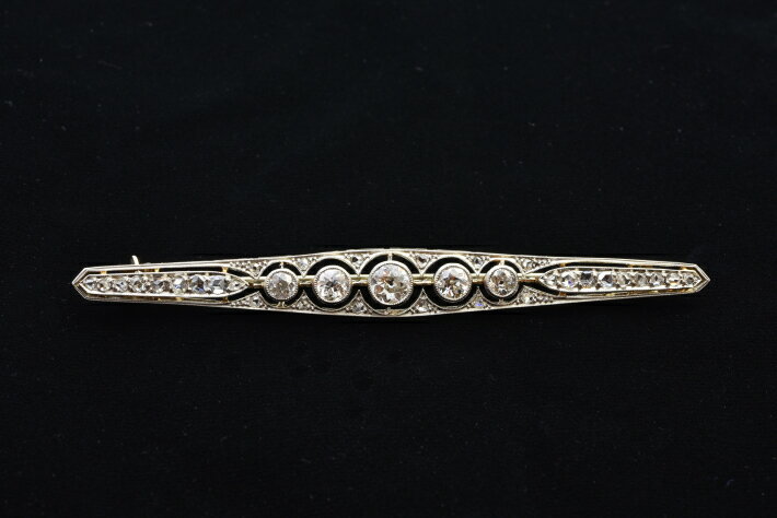 アンティーク ジュエリー 18ct プラチナ ダイヤモンド バー ブローチピン