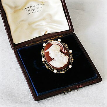 アンティークジュエリー 14ct ストーン カメオブローチ