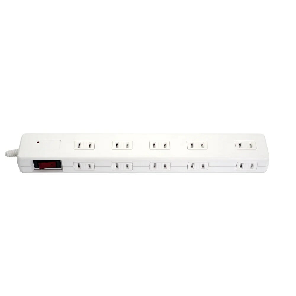 Rakuten - STAR★LIGHT SK-2P10ACBR01WH 10個口一括集中スイッチ 雷ガード ブレーカー マグネット付きタップ 1m ホワイト