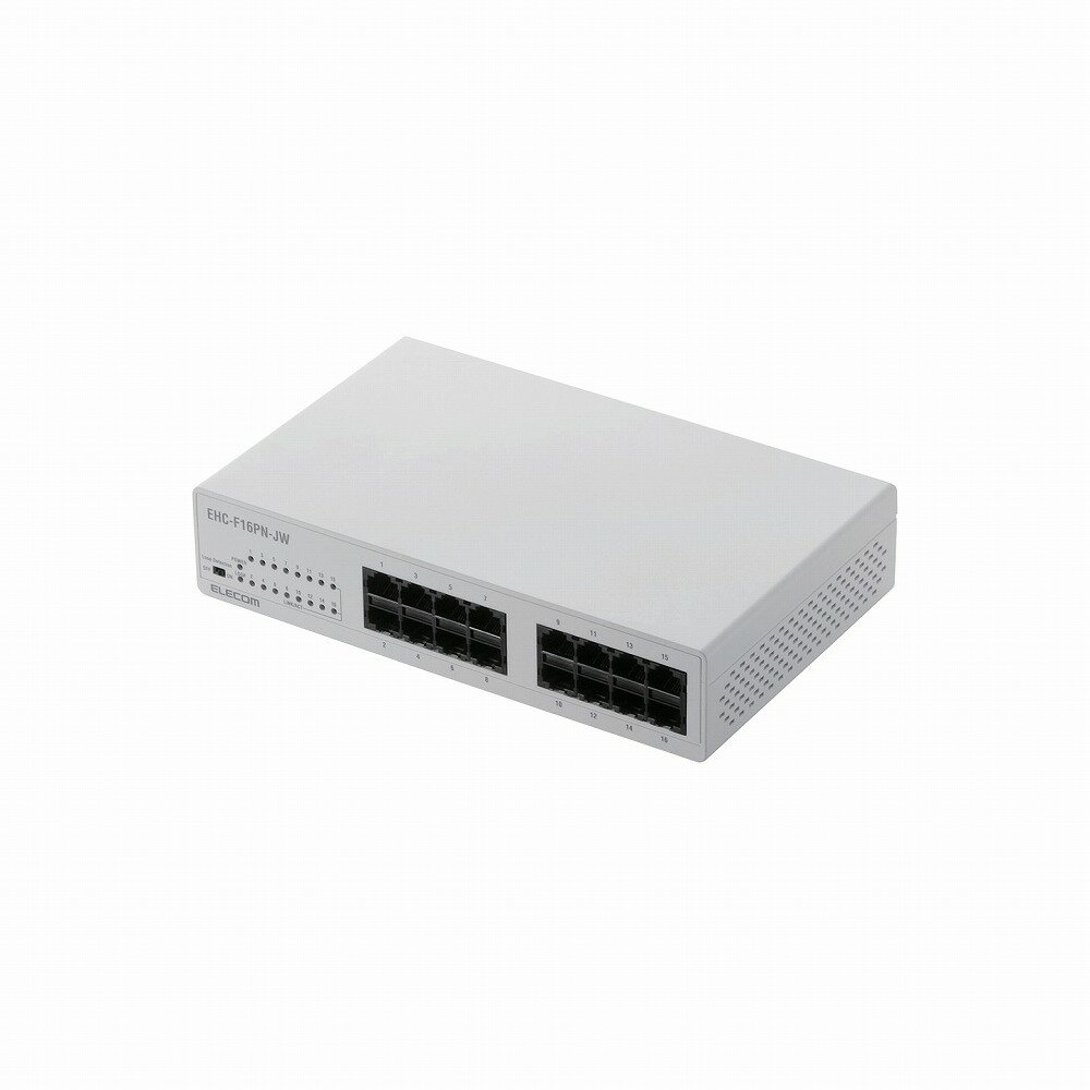 ELECOM EHC-F16PN-JW 10/100Mbps対応スイッチングHub/16ポート/プラスチック筐体/磁石付き/電源内蔵モデル/ホワイト