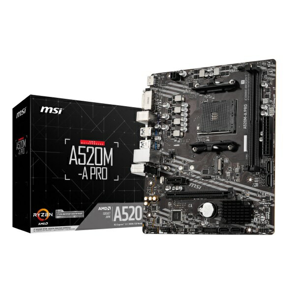 MSI A520M-A PRO AMD A520チップセット搭載 microATXマザーボード メモリースロット×2のシンプルでリーズナブル