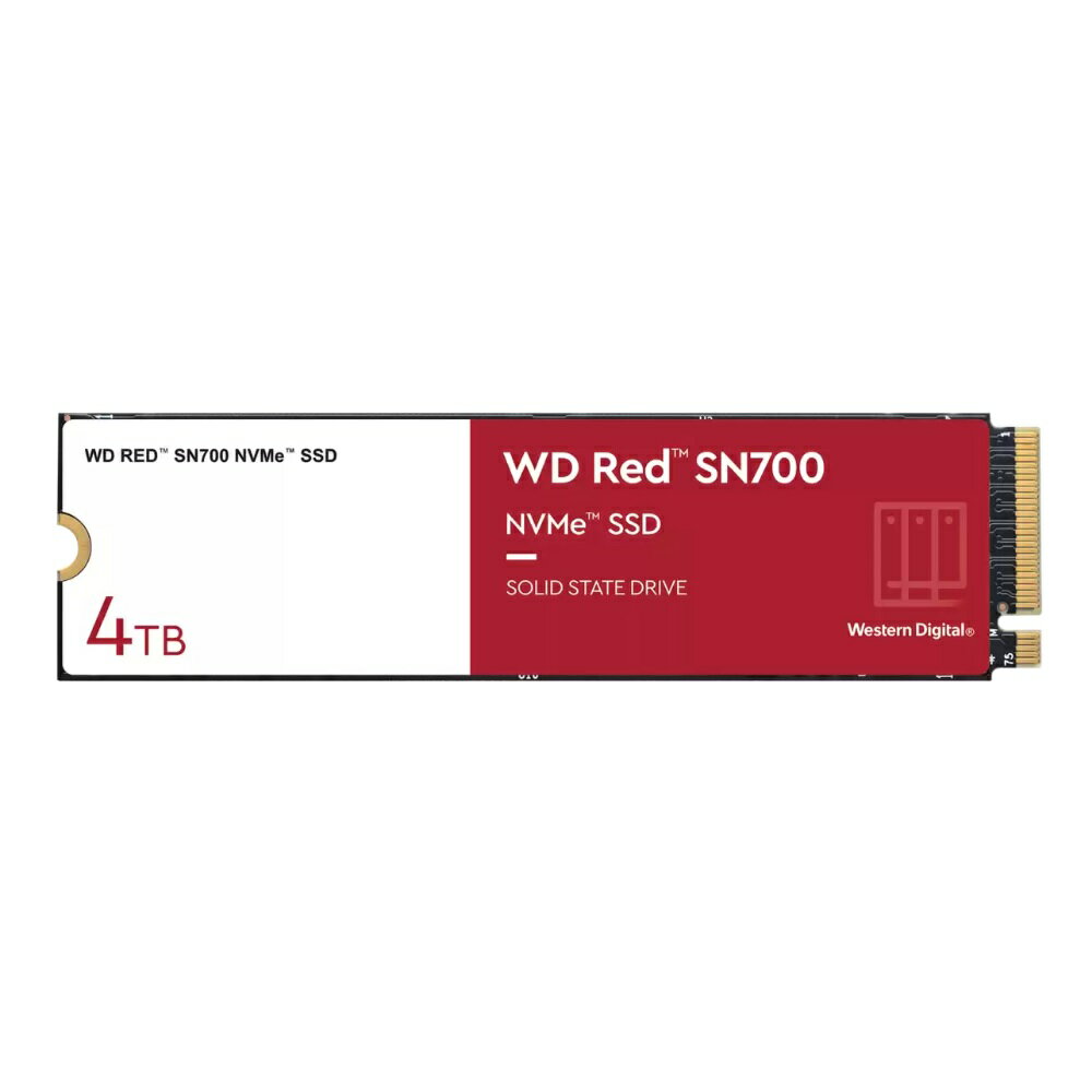WD Red SN700 NVMe SSD シリーズ 4TBWD Red SN700 NVMe SSD シリーズ 4TBWD Red SN700 NVMe SSD WDS400T1R0C容量4TB接続方式M.2 (PCIe3.0x4 NVMe Type2280)シーケンシャルリード3,400MB/sシーケンシャルライト3,100MB/sランダムリード550,000 IOPSランダムライト520,000 IOPS備考総書込容量:5100TBW最新情報につきましてはメーカーHPにてご確認くださいませ。◆◆ご注文前に必ずご確認ください◆◆・製品デザイン及び付属品・色・仕様等は予告なく変更される場合があります。(例:チップ配列含む基盤デザイン、色合い、マニュアルDL化など)・ご注文時や出荷時に仕様の指定はお承り致しておりません。(例:チップ構成やBIOSのリビジョンなど)・仕様変更に伴う交換、ご返品につきましてはお受けできません・万が一初期不良が発生した場合は交換・返品等の対応をさせていただきます。 対応保証期間が過ぎた場合は原則、有償修理扱いとなりますのでご注意下さい。・対応機種間違いなどの返品・交換には一切応じられません。予めよくご確認の上お求めください。・メーカー製/ブランドPCへの取付けに関しましては弊社にて動作保証が出来ませんので自己責任にてお取り付けください。・製品特性上、随時仕様詳細が変更する場合もございます。最新情報はメーカーサイトを必ずご確認下さい。・同一商品多数ご要望の方はご注文前に予めご連絡頂きますようお願いいたします。・商品開封後の返品はご遠慮頂いておりますので予めご了承くださいませ。・ご予約・お取寄せ商品等は入荷後随時配送となりますので、着日指定はご遠慮下さい。