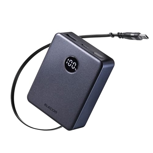巻き取り式ケーブル一体型：一体型の巻き取り式USB Type-Cケーブルを備えた容量5000mAhのモバイルバッテリーです使う長さに調節できる：一体型ケーブルは巻き取り式で長さ約62cm、シーンに合わせ調節でき、すっきり収納できます2つの充電ポート搭載：一体型ケーブルとType-CポートはPD最大20W、USB-Aポートは最大18Wで出力します残量を1%単位で表示：LEDパネルでバッテリー残量を1%単位で確認でき、パススルー充電にも対応します安全性に配慮した設計：日本の電気用品安全法PSEに適合し、多重保護と温度監視で異常時は自動停止します