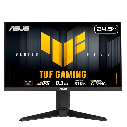 ASUS ゲーミングモニター/TUF Gaming VG259QMRL5A / 24.5インチ / フルHD/Fast-IPSパネル / 310Hz(OC) / 0.3ms / G-SYNC 対応 AMD FreeSync Premium/ELMB SYNC/VESA DisplayHDR 400 / sRGBカバー率99% / 高さ調整/Gaming AI/国内正規品