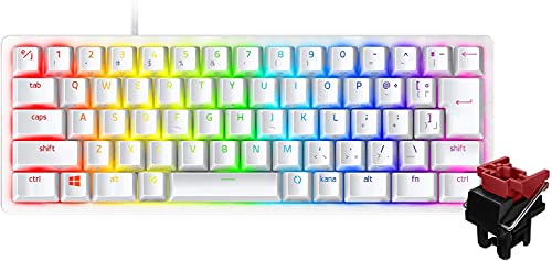 Razer Huntsman Mini JP 小型 ゲーミングキーボード テンキーレス Linear Optical Switch 日本語 JP配列 60 レイアウト Mercury White 白 光学スイッチ 超高速1.2mm作動 リニア触感 静音 Chroma RGB 日本正規代理店保証品 RZ03-03391100-R3J1