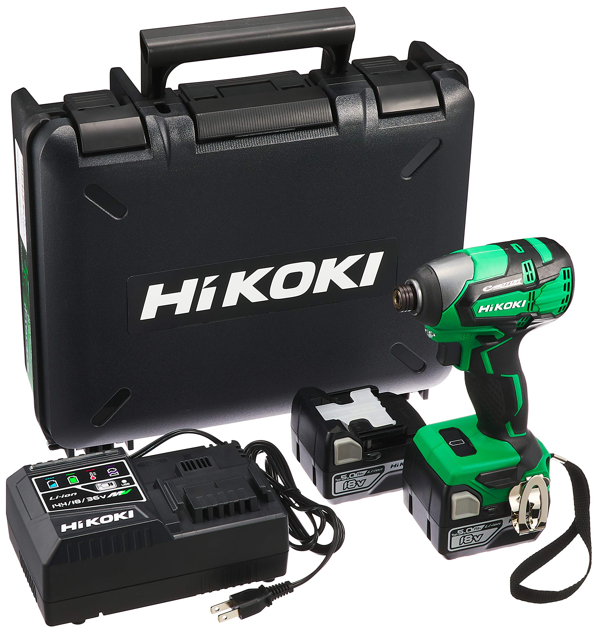HiKOKI(ハイコーキ) 18Vコードレスインパクトドライバ トルク172N・m アグレッシブグリーン 蓄電池・充電器・ケース付き WH18DB(2JC)