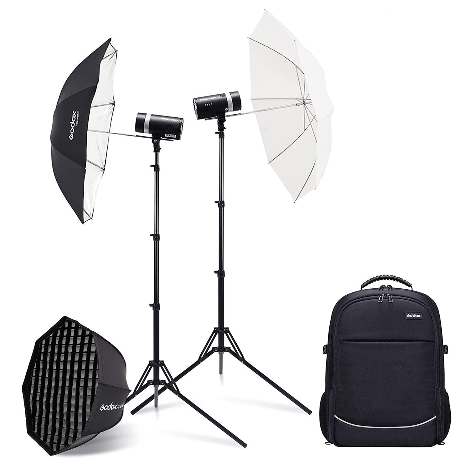 Godox AD300Pro フラッシュストロボ 300Ws デュアルフラッシュバックパックキット 2.4GTTL 高速同期 5600±200K 0.01-1.5Sリサイクル時間 320回フルパワーフラッシュ、キヤノン ニコン ソニー 富士フイルム パナソニック ペンタックス オリンパスに対応