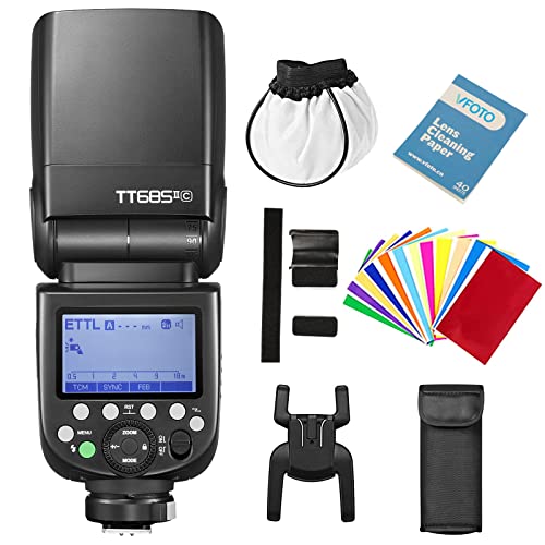 Godox正規代理店GODOX TT685II-C フラッシュストロボ E-TTL GN60 HSS 1 / 8000s 高速同期 Speedlite クリップオンストロボ 0.1〜2.6秒のリサイクル時間 Canon EOS 5D Mark III 5D Mark II 6D 7D 60D 30D 650D 600D 1100Dに対応 (TT685IIC) [並行輸入品]