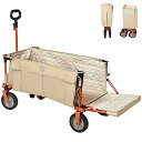 TIMBER RIDGE アウトドアワゴン 折り畳み 長物対応 ワンタッチ収束式 耐荷重100kg 自立収納 大容量 収納ポケットつき キャリーワゴン アウトドアキャリー キャンプワゴン