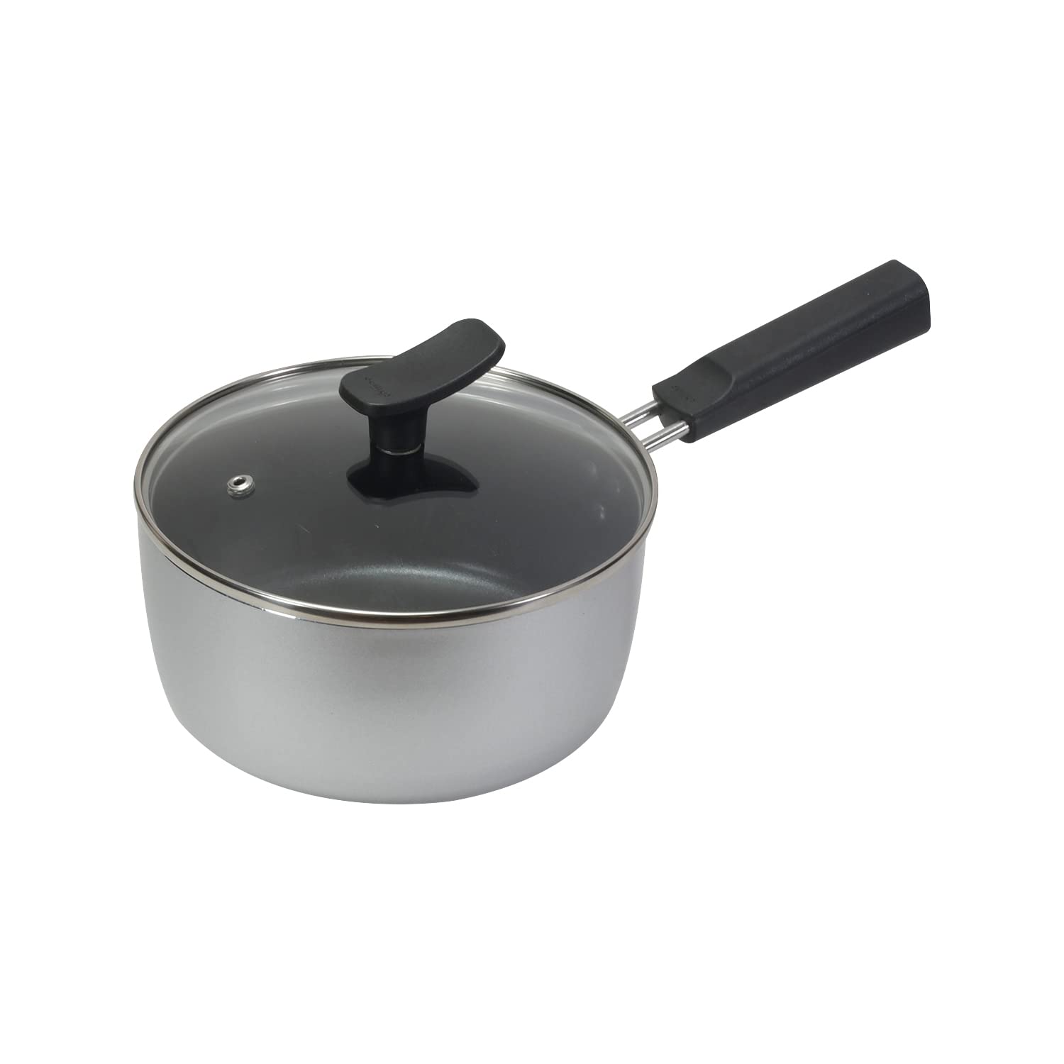 パール金属 鍋 片手鍋 18cm ガラス蓋付 IH対応 オール熱源対応 ふっ素加工 チーノ chiiino HB-6561