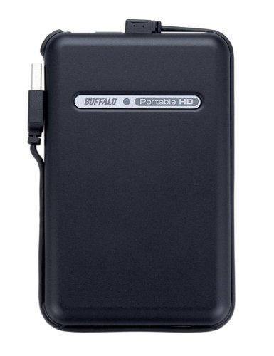 BUFFALO ターボUSB/耐衝撃/巻きピタケーブル収納 USB2.0用 ポータブルHDD HD-PF500U2-BK