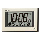 セイコークロック(Seiko Clock) セイコー クロック掛け時計 自動点灯 電波 デジタル カレンダー 温度 湿度 表示 夜でも見える 薄金色 パール SQ438G