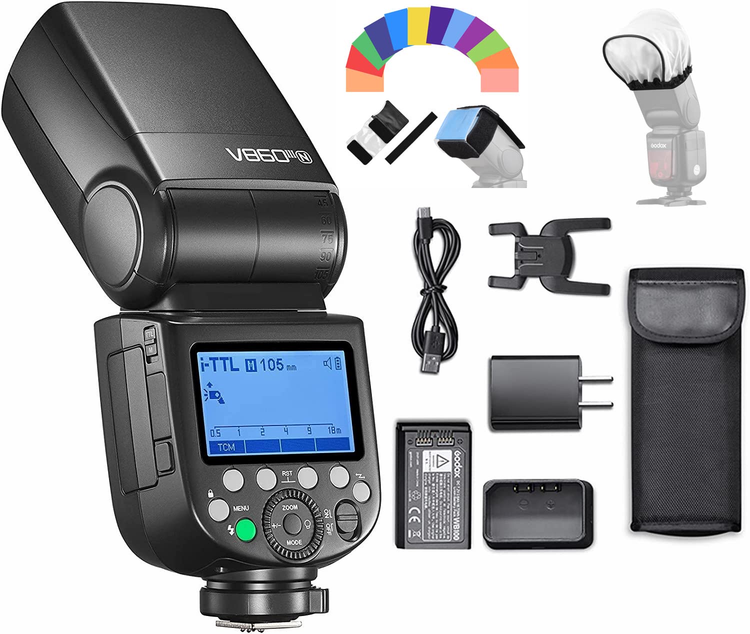 GODOX正規代理店GODOX V860III-N カメラフラッシュ 2.4G GN60 1/8000S TTL HSS 高速同期 Nikon D800 / D700 / D7100 / D7000 / D5200 / D5100 / D5000 / D300 / D300S / D3200カメラ適用 [並行輸入品]