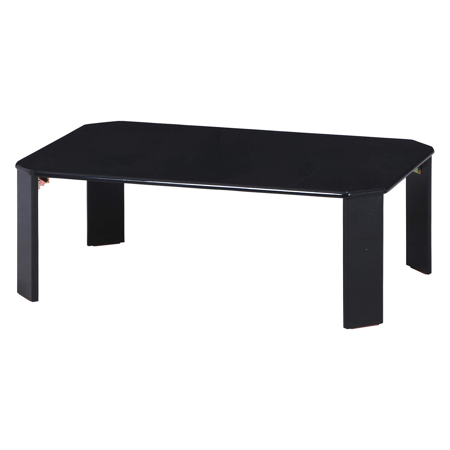 不二貿易(Fujiboeki) ローテーブル 折りたたみテーブル 幅75×奥行50×高さ32cm ブラック UV塗装 お手入れ簡単 角が丸い ルーチェ 38417