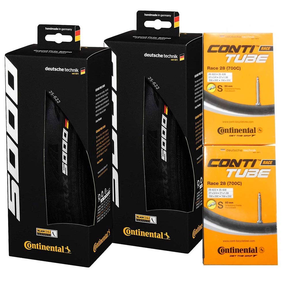タイヤとチューブ2本セット Continental(コンチネンタル) GRAND PRIX 5000 グランプリ5000 [並行輸入品] (700x25c-仏式42mm)