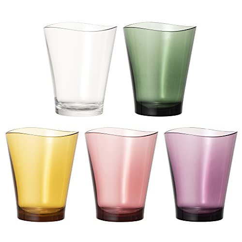 割れない ゆらぎ タンブラー 5個セット ギフト にも グラス コップ 5色セット COLORS 240ml 食洗機対応 キャンプ向け 耐熱100度 生涯割れない保証書付き トライタン素材 日本製 プラキラ(Plakira)