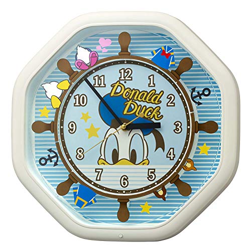 リズム(RHYTHM) ディズニー ドナルドダック 掛け時計 からくり時計 Disneyソング4曲入り 白 37x37x9.3cm 4MH441MC03