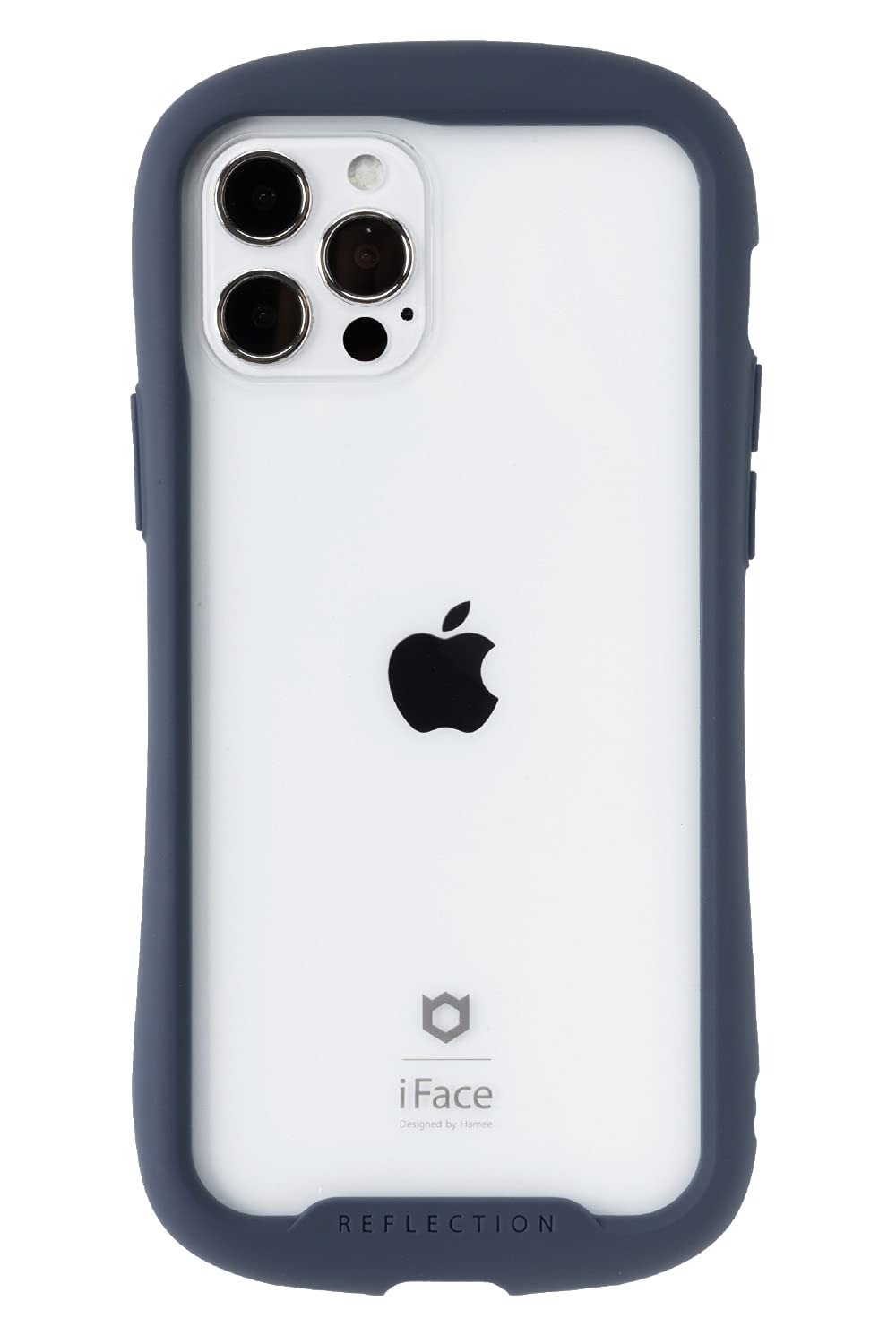 iFace Reflection iPhone 12/12 Pro ケース クリア 強化ガラス (ネイビー)アイフォン12 アイフォン12Pro 透明 カバー 耐衝撃 米国MIL規格取得 ストラップホール付き