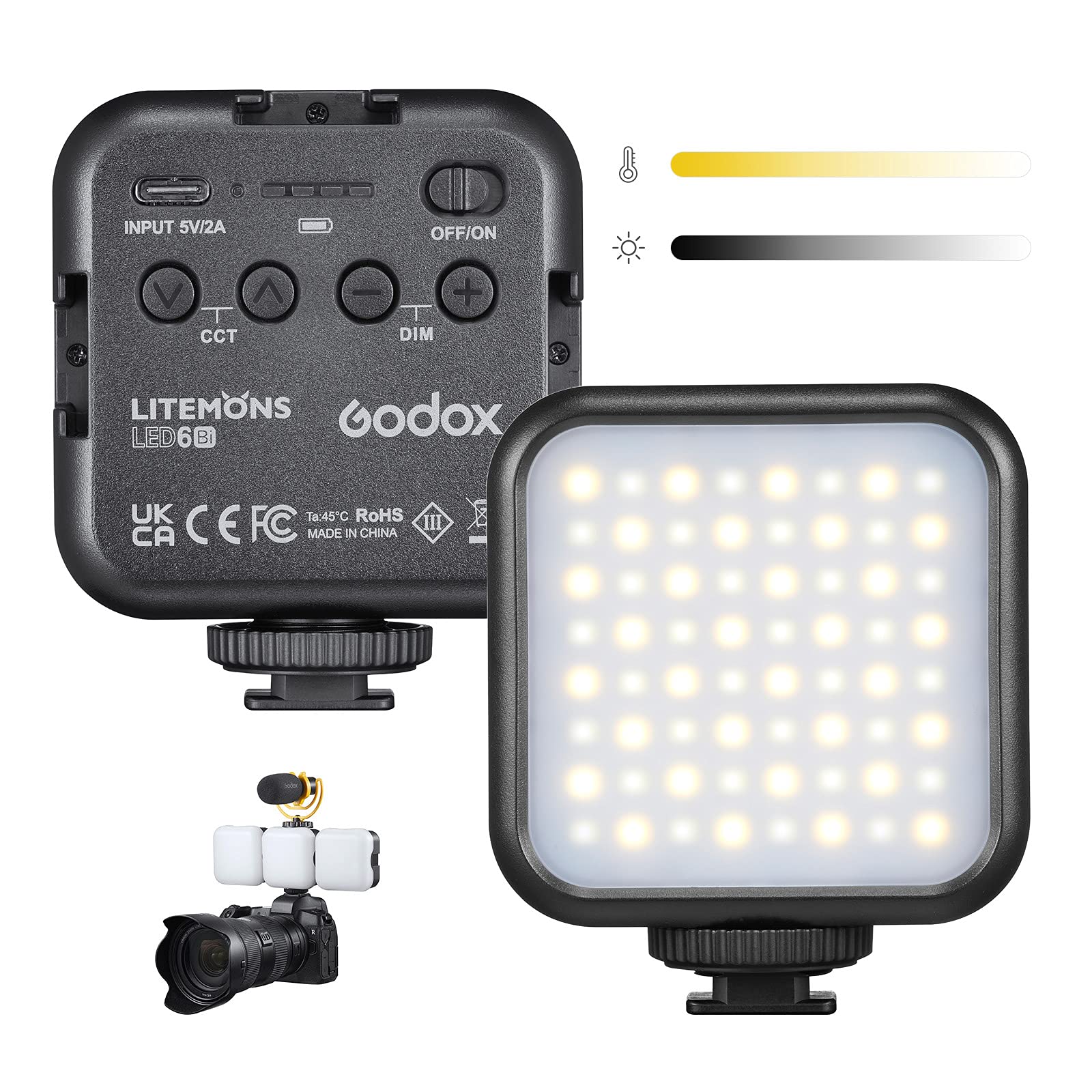 Godox LITEMONS LED6Bi LEDライト CRI95 3200K-6500K 調整可能 マグネットデザイン 大容量電池 ビデオ会議/Youtube/生放送/撮影用