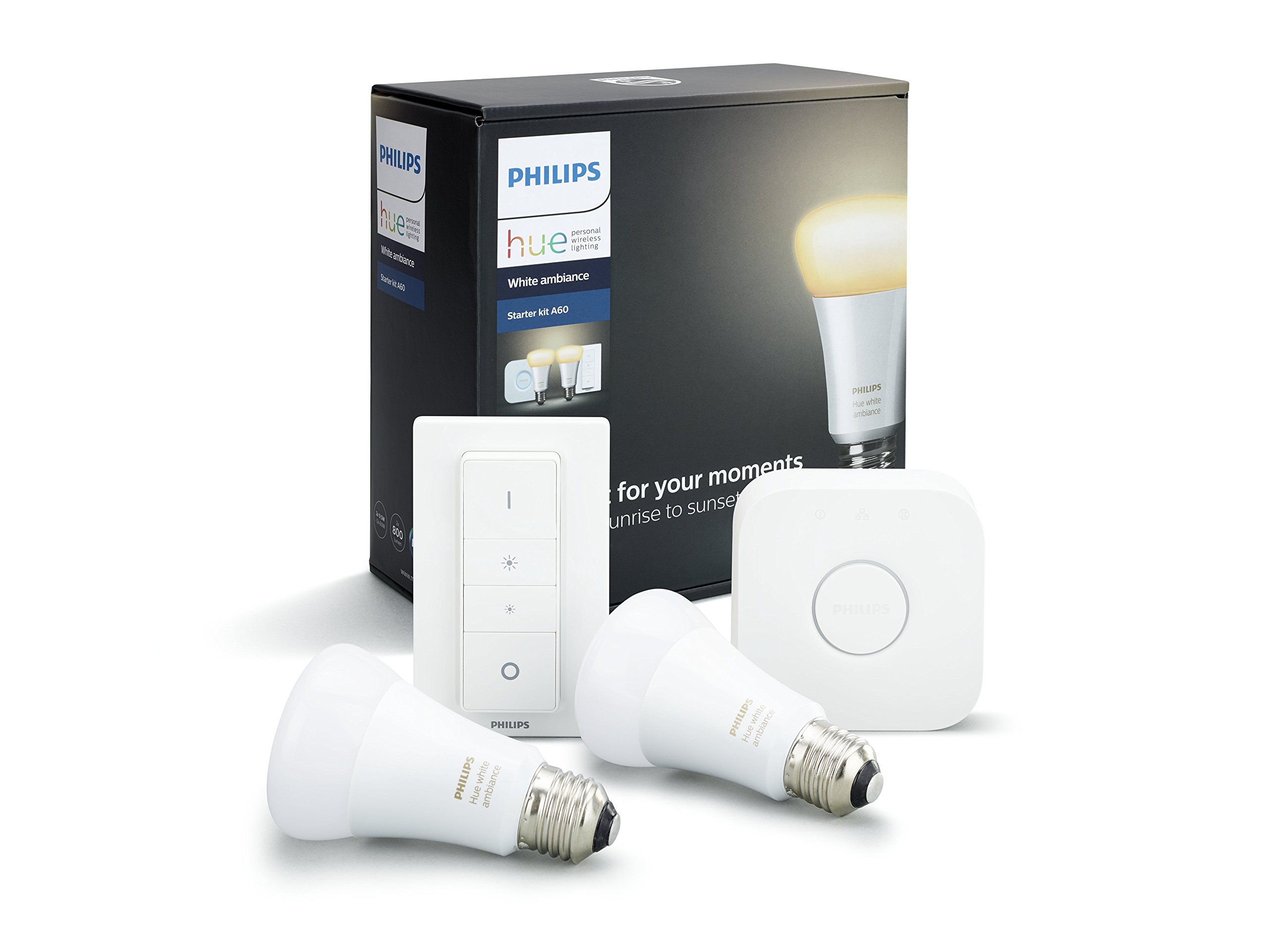 Philips Hue(ヒュー) | ホワイトグラデーション スターターセット | E26スマートLEDライト2個+ブリッジ1個+ディマースイッチ1個 | Echo、Google Home、Apple HomeKit、LINEで音声コントロール