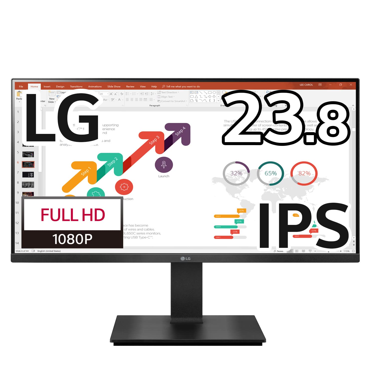 LG モニター ディスプレイ 24BP450Y-B 23.8インチ IPS フルHD ビジネスモニター/高さ調整/ピボット/スイベル/フリッカーセーフ/ブルーライト低減モード/3年安心・無輝点保証