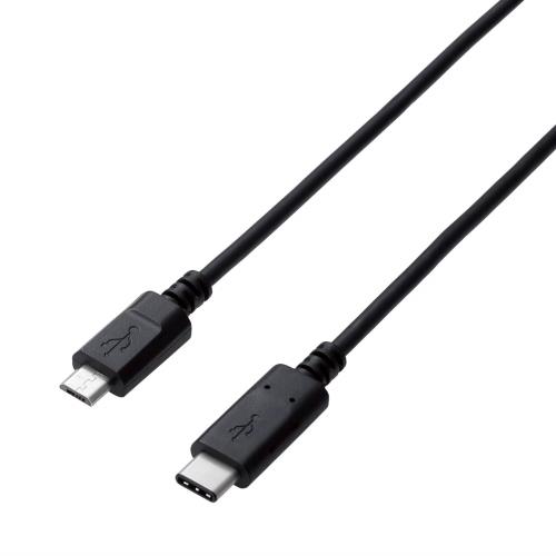 エレコム USBケーブル Type C (USB C to Micro B) 1.0m USB2.0認証品 3A出力 最大480Mbps ブラック U2C-CMB10NBK