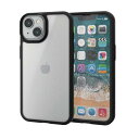 エレコム ガラスフィルム付き iPhone 14 / 13 ケース カバー 360度保護 耐衝撃 衝撃吸収 薄型 0.9mm TOUGH SLIM 半透明 ストラップホール付き フレーム色(ブラック) クリア PM-A22ATS3MBK