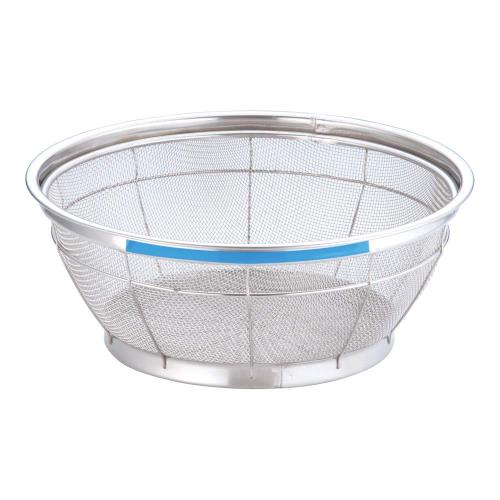 遠藤商事 業務用 TKG NEWマンモス カラー 浅型ざる 30cm ブルー ステンレス 日本製 AZL4722