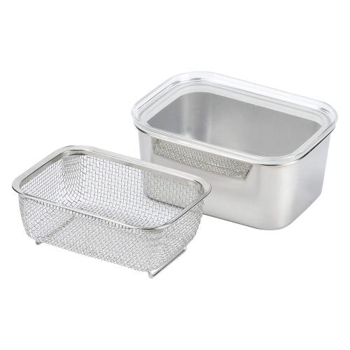 パール金属 ちょっとプラス ステンレス製蓋付深バット角ザルセット HB-5346