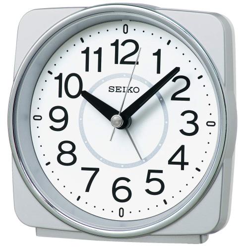 セイコークロック(Seiko Clock) 置き時計 銀色メタリック 本体サイズ:10.811.06.0cm 目覚まし時計 電波 アナログ KR335S