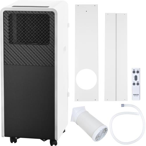 工事不要 [山善] スポットクーラー ポータブルクーラー 家庭用 ~9畳 (冷房/除湿/送風) 除湿量19L 風量2段階調節 切タイマー リモコン付き 排熱ダクト付き ホワイトブラック AE-02SS2(WB)