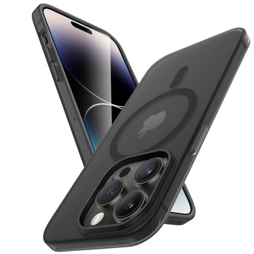 JETech iPhone 14 Pro 6.1インチ用 マットケース MagSafe対応 黄ばまない 指紋防止 耐衝撃 半透明 つや消し TPUソフトスマホカバー (スペースブラック)