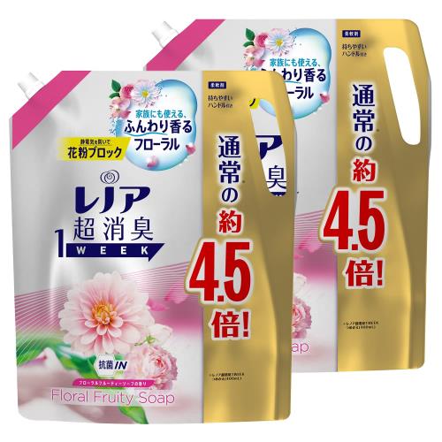 まとめ買い レノア 超消臭 1WEEK 柔軟剤 フローラルフルーティーソープ 詰め替え 大容量 約4.5倍 (1790mL) 2個 まとめ買い レノア 超消臭 1WEEK 柔軟剤 フローラルフルーティーソープ 詰め替え 大容量 約4.5倍 (1790mL) 2個