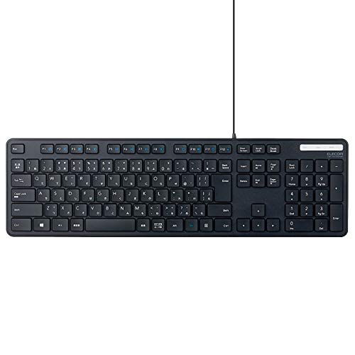 エレコム(ELECOM) 有線キーボード TK-FCM108KBK 薄型 メンブレン式 抗菌 フルサイズ テンキー付 ブラック
