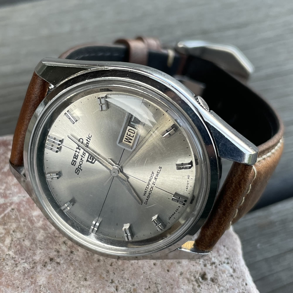 【中古品/美品】【OH済み】SEIKO/セイコー Seikomatic/セイコーマチック 6619-9010 17石 Cal.6619 キャリバー 機械式 自動巻き時計 精工舎諏訪工場 1966年 2月製造 クリーニング/ケース/風防磨き アンティークウォッチ 中三針 イタリアンレザーベルト付き