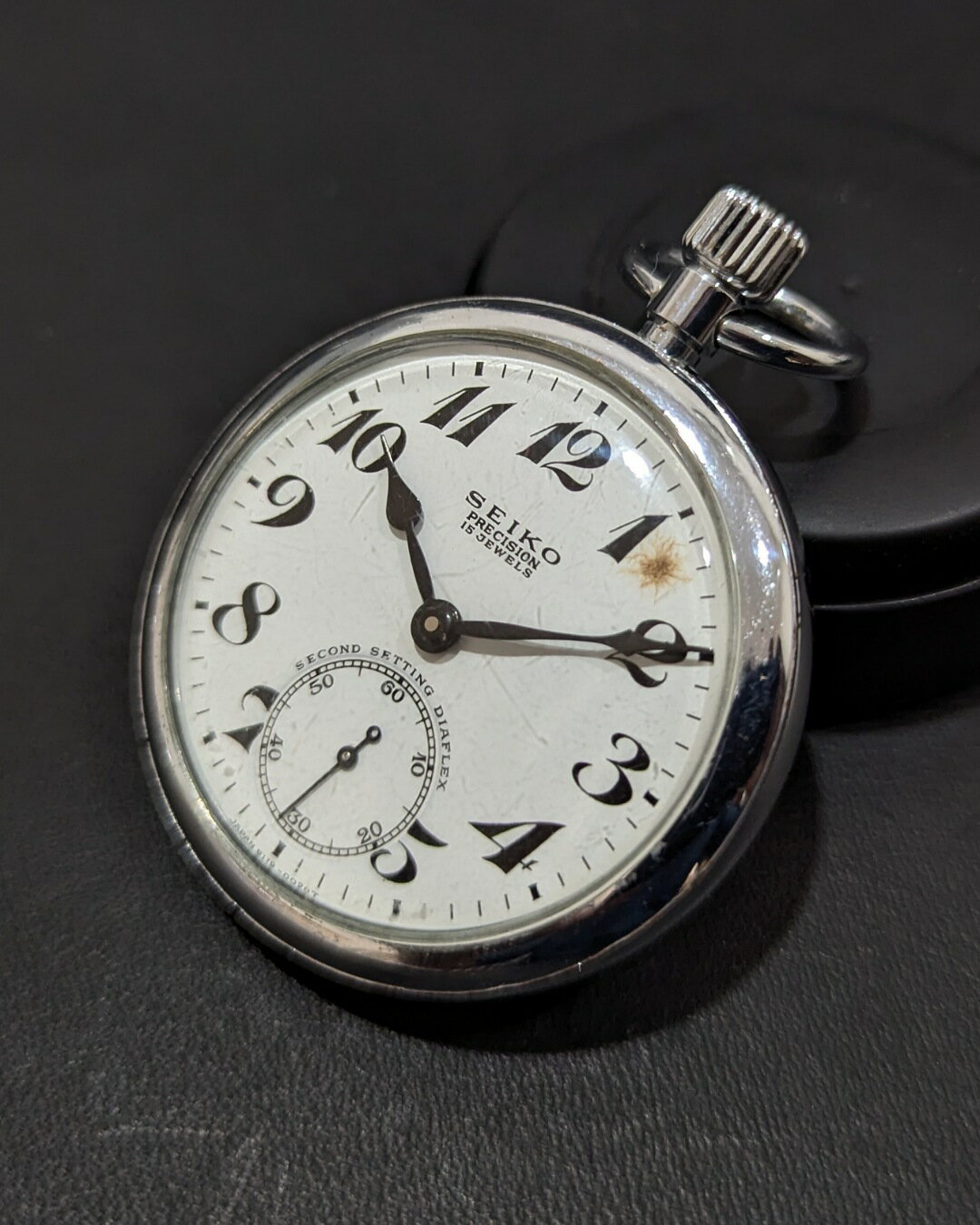 【中古品】【OH済み】SEIKO/セイコー 19SEIKO PRECISION/プレシジョン 鉄道時計/懐中時計 9119-0020T 15石 機械式 手巻き時計 1970年 12月製造品 動作確認済み クリーニング/ケース磨き/風防磨き済み アンティークウォッチ 19seiko15-2