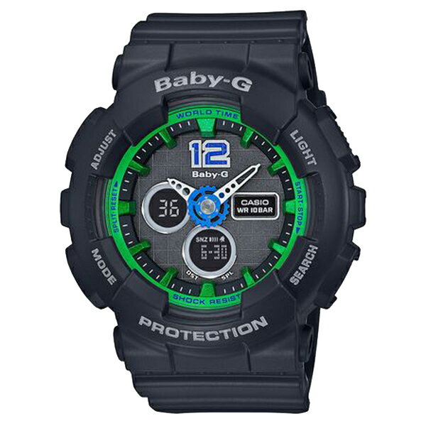 カシオ Baby-G 腕時計（メンズ） 【並行輸入品】 CASIO BABY-G カシオ ベビーG BA-120-1B/BA-120-1B アナデジ ブラック×グリーン レディース 腕時計 BA-120-1BJF/BA120-1BJF