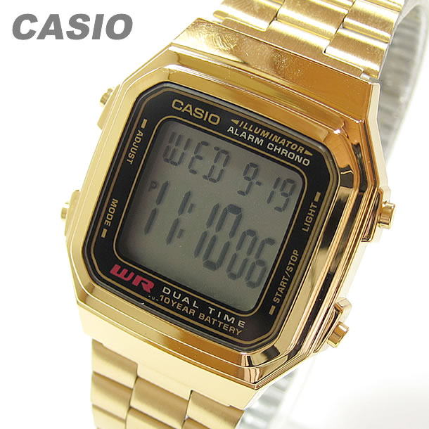 Rakuten - CASIO カシオ A-178WGA-1A/A178WGA-1A スタンダード デジタル メンズ クロノグラフ ゴールド キッズ 子供 かわいい チープカシオ チプカシ 腕時計 【あす楽対応】