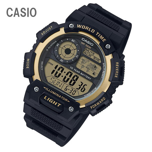 Rakuten - CASIO/チープカシオ AE-1400WH-9A/AE1400WH-9A ワールドタイム デジタル ブラック/ゴールド メンズ チプカシ キッズ/子供にもオススメ！ 腕時計 【あす楽対応】