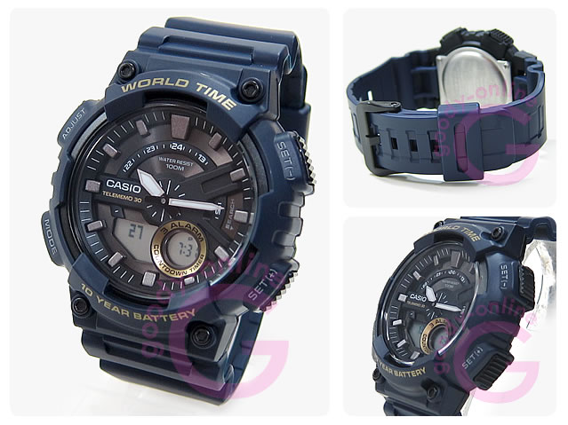 CASIO カシオ AEQ-110W-2A/AEQ110W-2A アナデジ スポーツ ブルー キッズ 子供 かわ...